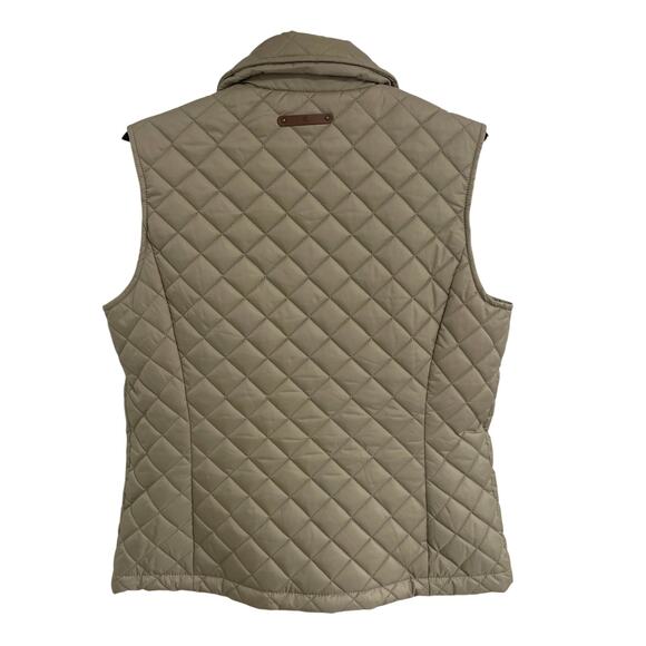 Lauren Ralph Lauren Crest Logo Embroidered Quilted Vest Beige Womens Medium - Picture 6 of 9